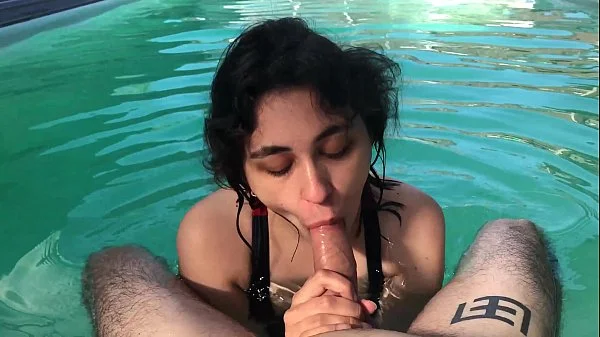 Horny girl begs for dick in the pool