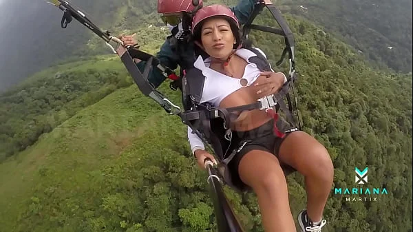 The number one ebony actress from Colombia Mariana Martix goes paragliding masturbating naked